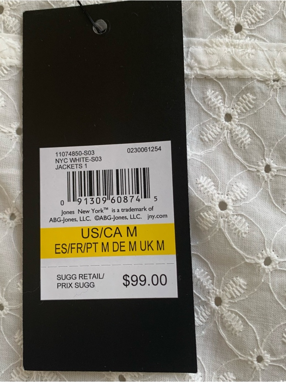 NWT $99 Jones New York White Eyelet Button-Front Top size M - Picture 11 of 12